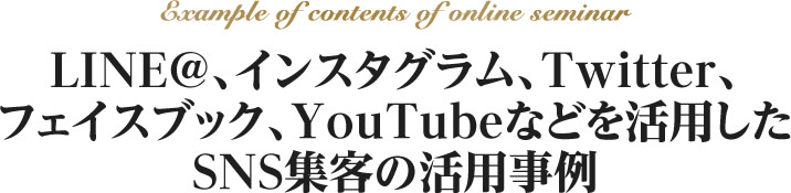 LINE@、インスタグラム、Twitter、フェイスブック、YouTubeなどを活用したSNS集客の活用事例
