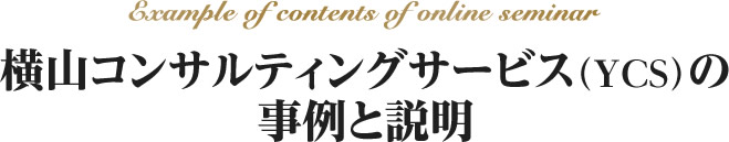 横山コンサルティングサービス（YCS）の事例と説明
